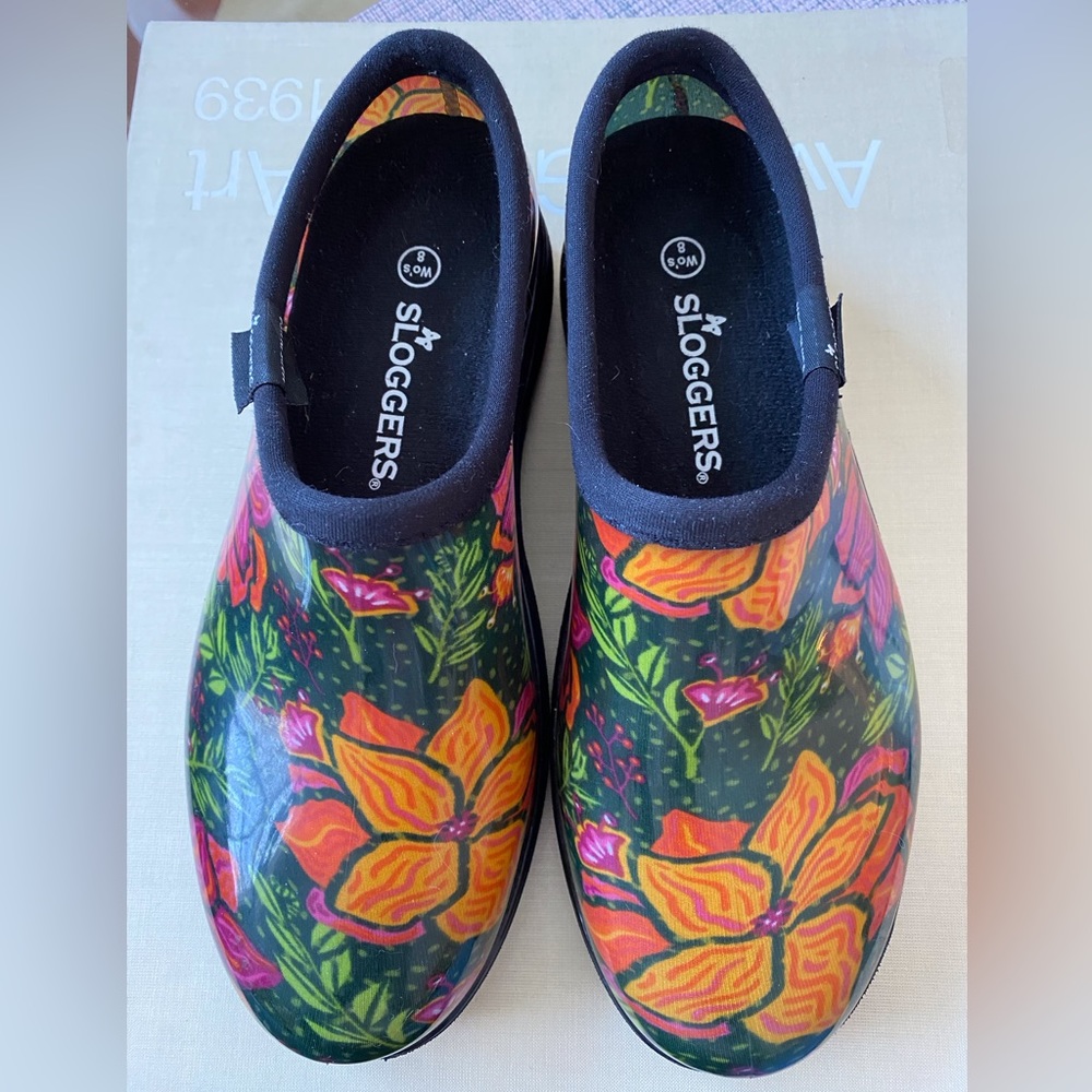 Sloggers Black Floral rain shoes New